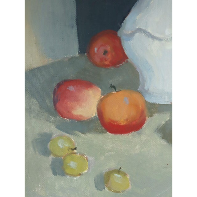 Mid-Century Modern 'Blossoms & Fruit' Vintage Swedish Expressive Still Life Oil Painting, Framed For Sale - Image 11 of 14