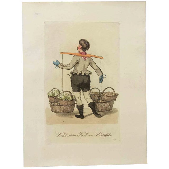 Christoph Suhr, Kohl, Witten Kohl un Kartuffeln, Etching, 1808 For Sale