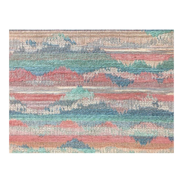 Vintage Kravet Pink Blue Aqua Abstract Stain Resistant Watercolor Woven Upholstery Fabric For Sale