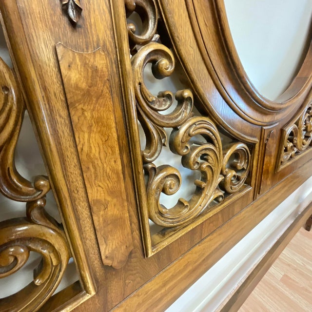 1968 Mid-Century Italian Mediterranean Thomasville King Headboard With Burlwood Accents For Sale - Image 9 of 12