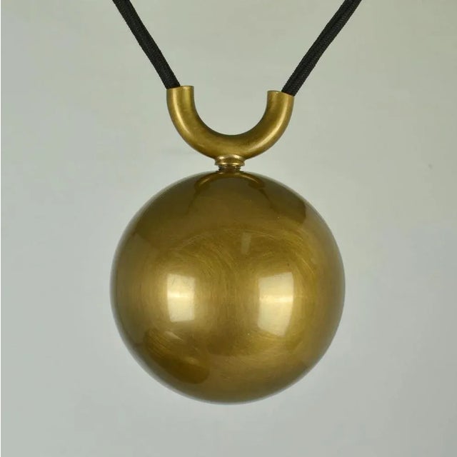 Metal Posa Pendant in Brass with Side Counter Weight attributed to Florian Schulz, 1960s For Sale - Image 7 of 8
