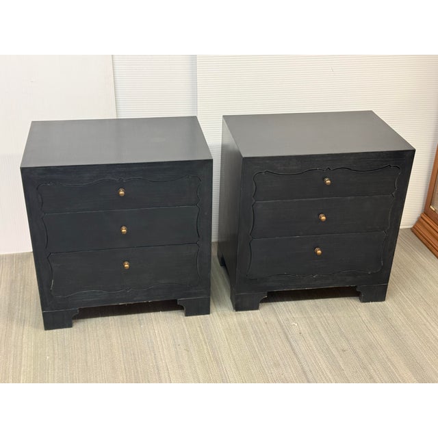Scalloped Drawer Nightstands, Pair For Sale - Image 4 of 12