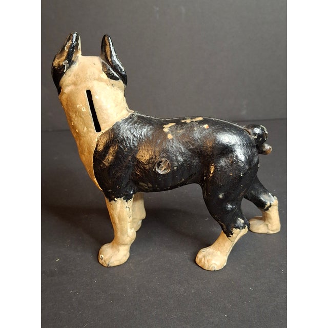 Metal Antique Vindex Toys Cast Iron Boston Terrier Still Bank 1931 Dog Coin Penny Bank For Sale - Image 7 of 15