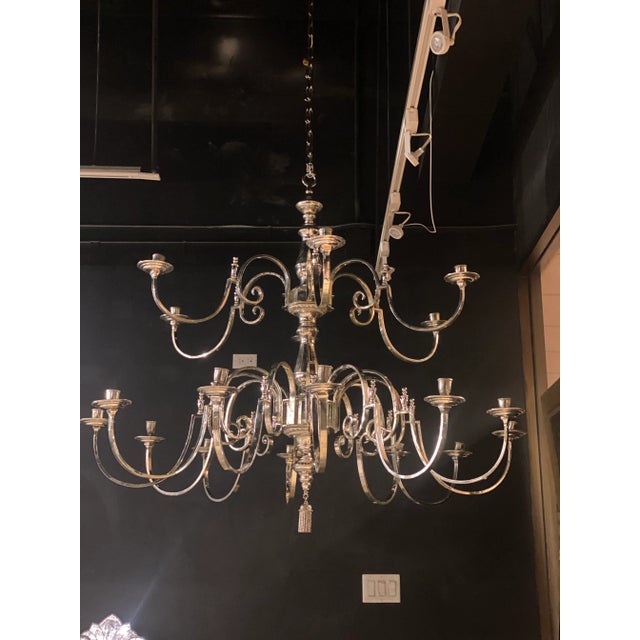 1930s 1930’s English Silver Plated 18 Lights Chandelier For Sale - Image 5 of 5