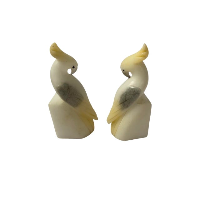 Vintage Pair of Alabaster Cockatoo Bird Bookends, Italy Circa 1960 For Sale In Philadelphia - Image 6 of 6
