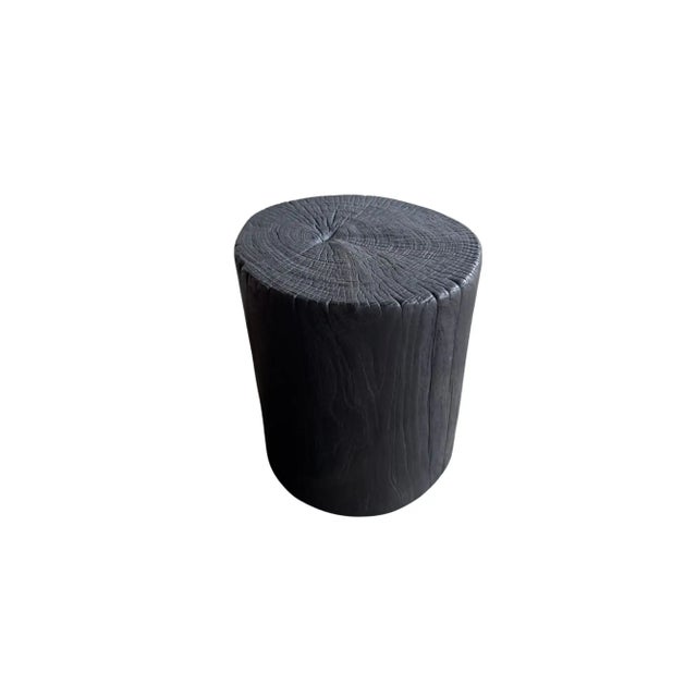 Black Sculptural Teak Wood Side Table Organic Burnt Finish, Modern Organic For Sale - Image 8 of 8