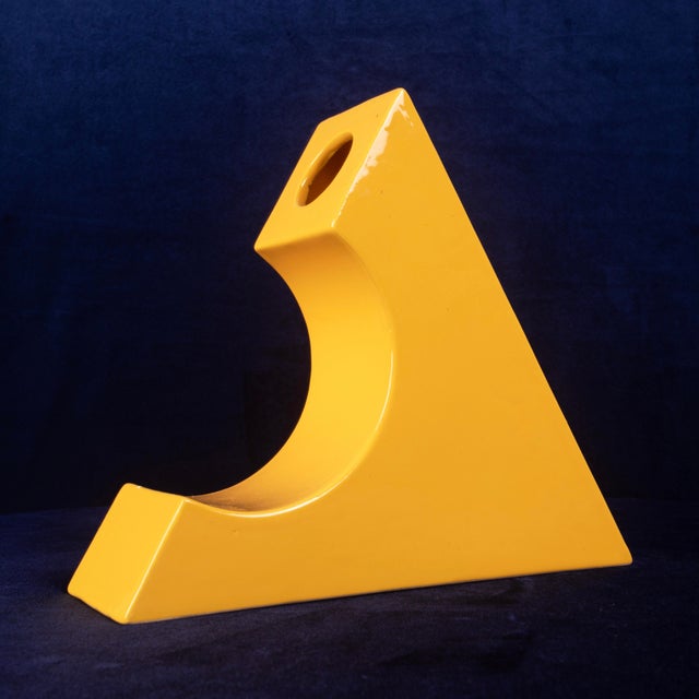 Italian Space Age Sculptural Yellow Glazed Ceramic Vase, 1970s For Sale - Image 15 of 18