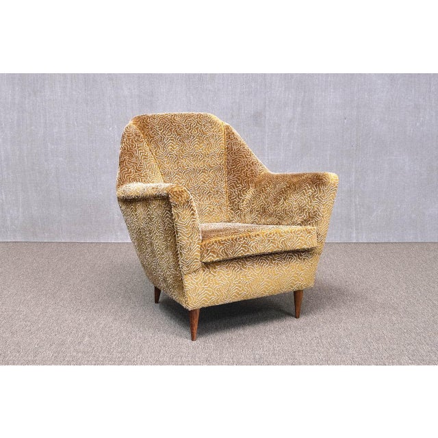 Bronze Patterned Velvet Armchair attributed to Ariberto Colombo, Italy, 1950s For Sale - Image 17 of 17