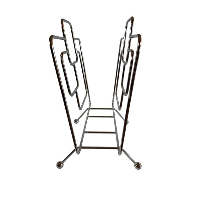 Very Rare and Unique, Chrome Geometric Magazine Rack For Sale In Las Vegas - Image 6 of 7