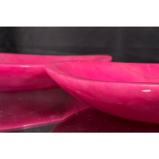 Mid Century Italian Pink Dyed Alabaster Ashtrays Catchalls Made in Italy - A Pair For Sale In Providence - Image 6 of 8