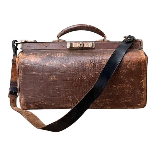 Vintage Stamped Croco Doctors Bag For Sale