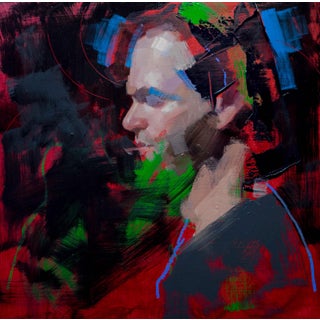 Mosaic by John Wentz | Oil on Wood Panel Portrait of a Man in Profile For Sale