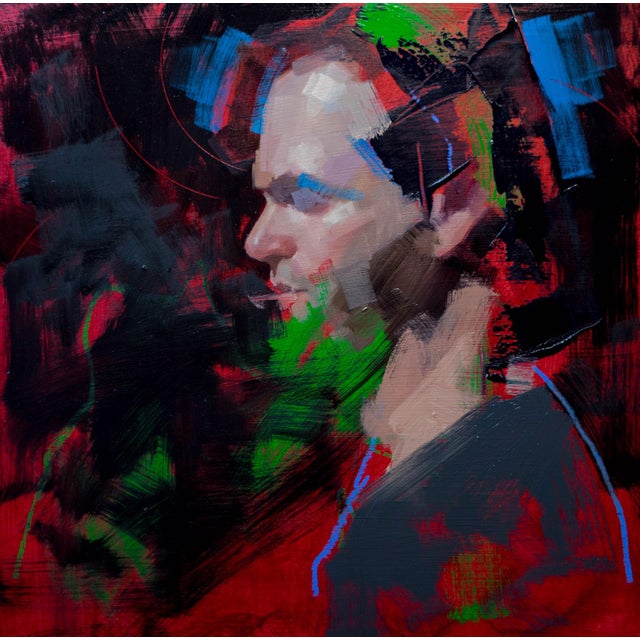 Mosaic by John Wentz | Oil on Wood Panel Portrait of a Man in Profile For Sale