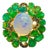 Bochic “Orient” Vintage Diamond, Emeralds & Fire Opal Ring Set In 18K Gold & Silver For Sale