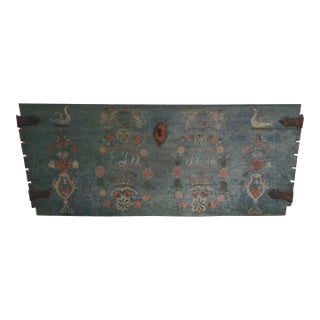Swedish 100% Original Painted Trunk Front Dated 1818 For Sale