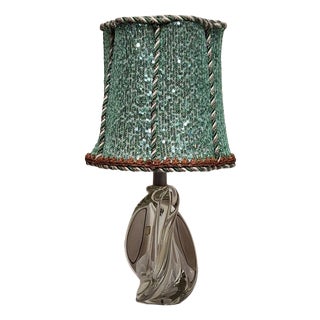 Vintage Table Lamp with Clear Twisted Block Glass Base by Lamplove, 1970s For Sale