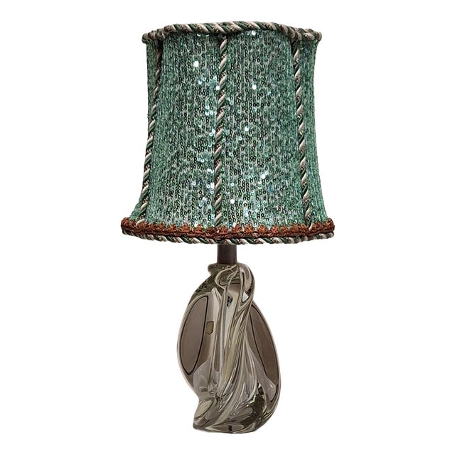 Vintage Table Lamp with Clear Twisted Block Glass Base by Lamplove, 1970s For Sale
