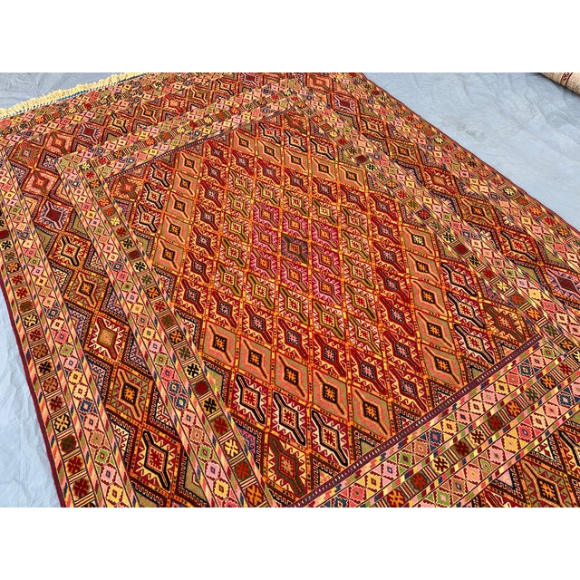Multicolor Mushwani Hand-Woven Kilim Rug - 6'9" X 9'6" For Sale - Image 11 of 14