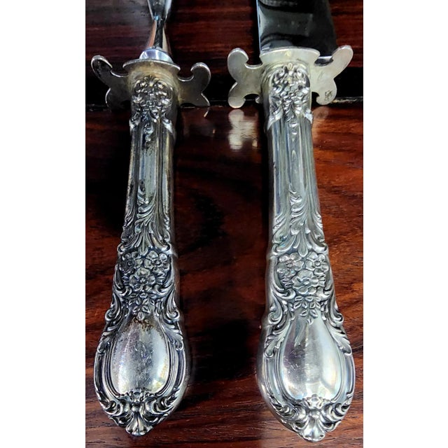 Fine Sterling Silver Handles & Teak Wood Serving Utensils- a Pair For Sale In Los Angeles - Image 6 of 13