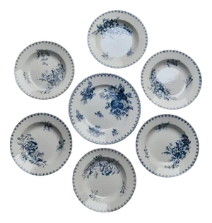 Soup Plates and Serving Dish Vega from by U&C Utzschneider & Cie Faience factory, Sarreguemines