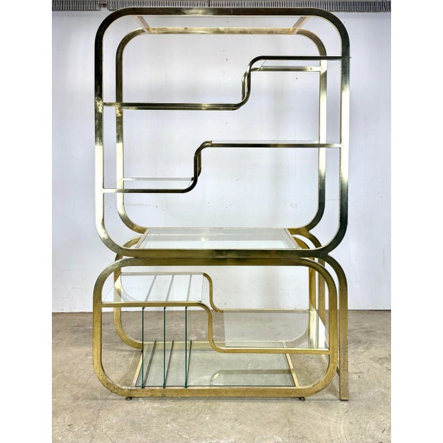 1970s 1970’s Mid Century Modern / Hollywood Regency Milo Baughman Style Extendable Etegère Display Shelf For Sale - Image 5 of 12