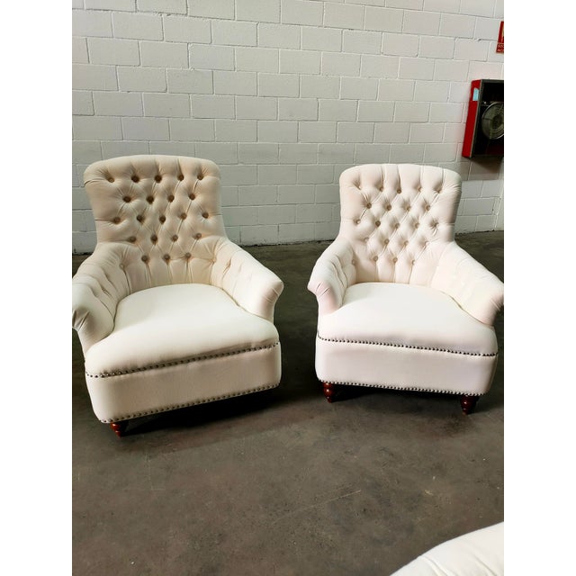 Ivory Armchair with Wooden Structure and White Fabric, 1990 For Sale - Image 8 of 9