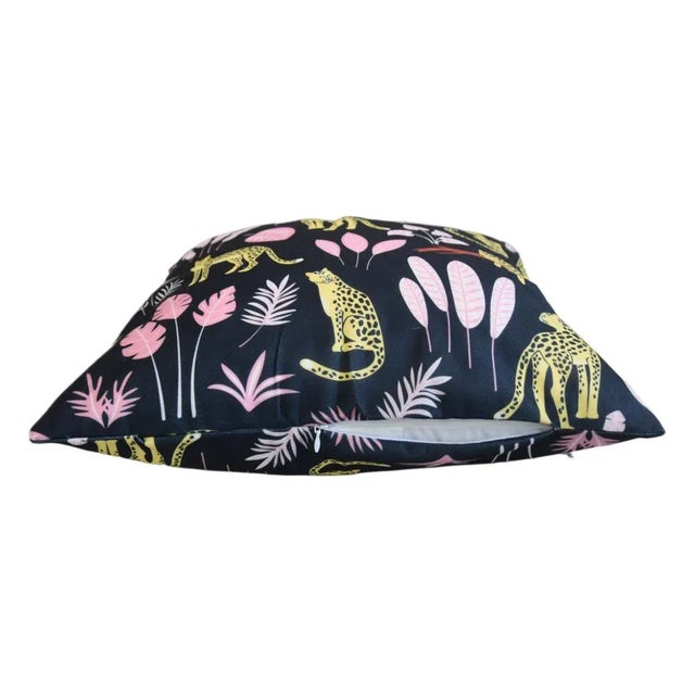 2020s Leopard Cheetah Cat & Botanical Pillow Cover 17” Square For Sale - Image 5 of 5