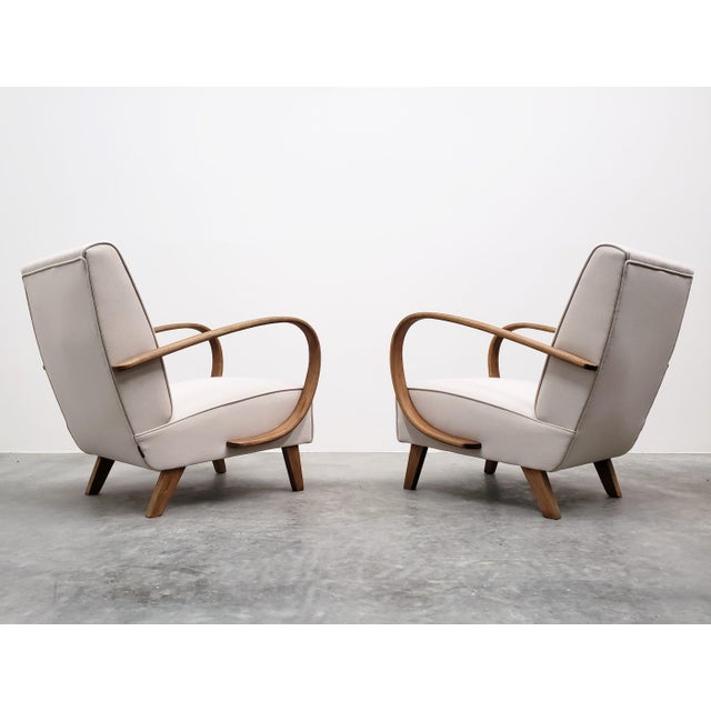 Beige Bentwood Armchair with Beige Upholstery by Jindrich Halabala, 1930s For Sale - Image 8 of 12