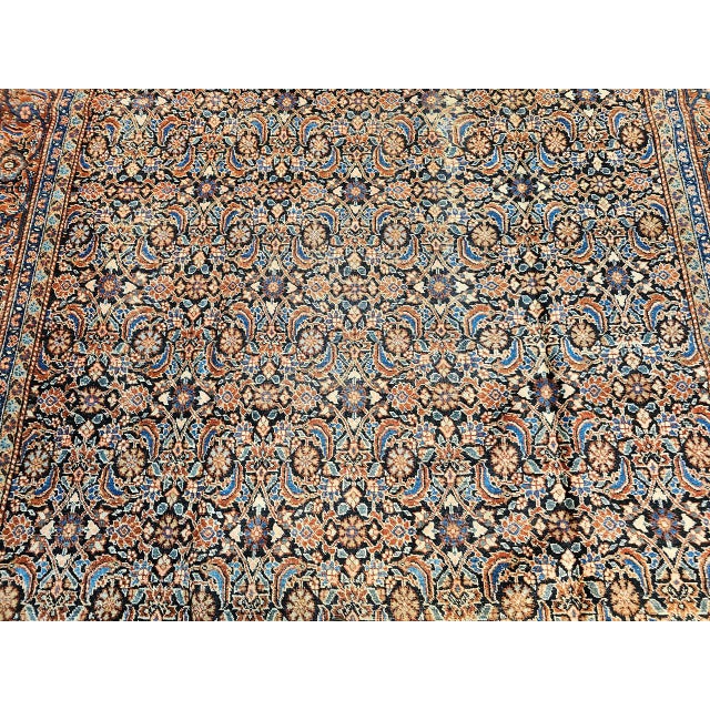 Textile Antique Persian Tabriz Rug, Hand-Knotted Wool, Allover Herati Geometric Pattern, Ivory & Blue, 8x12 For Sale - Image 7 of 12