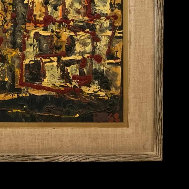 Vintage 1962 Mid-Century Modern Abstract Expressionist Oil Painting, Signed and Framed For Sale In San Diego - Image 6 of 8