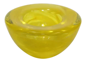 1990s Anna Ehrner for Kosta Boda Atoll Yellow Glass Candle Holder