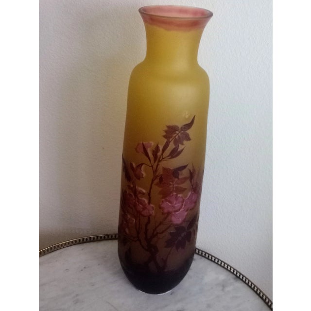 Antique Emile Galle Glass Vase Signed For Sale - Image 9 of 12