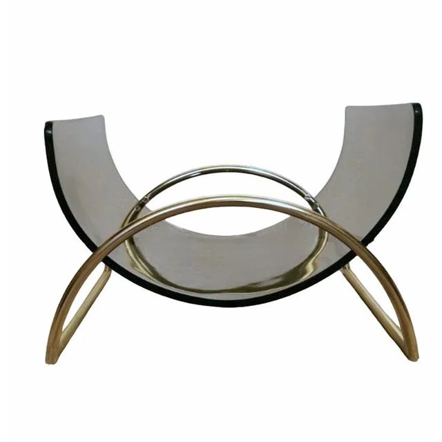 Smoked Crystal and Brass Magazine Rack attributed to Gallotti & Radice, 1975 For Sale - Image 13 of 13