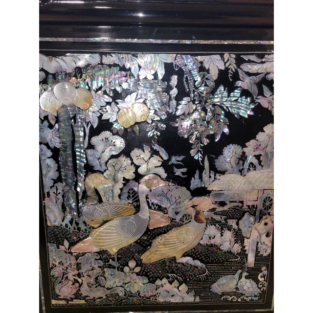1970s Vintage Korean Lacquer & Mother-of-Pearl Wardrobe Cabinet (Najeonchilgi) For Sale - Image 5 of 16