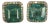 Emerald Cut Green Emerald Diamond Halo Stud 18k Rose Gold Earrings, A Pair For Sale