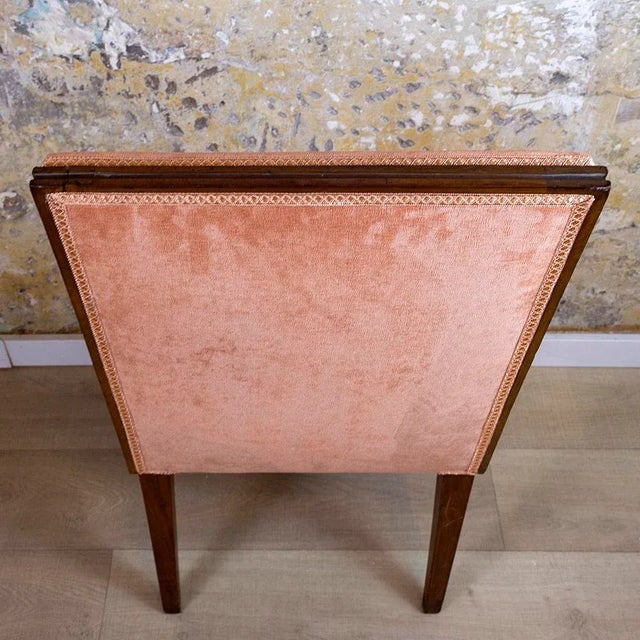 Brown Spanish Chair in Walnut with Velvet Pink Seat, 1940s For Sale - Image 8 of 11