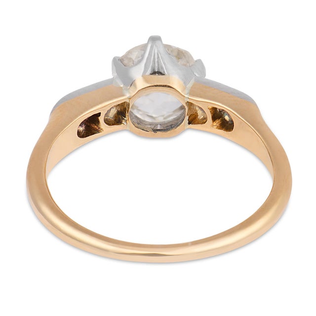 Early 20th Century Edwardian Old Mine Cut Diamond 18k Gold Platinum Engagement Ring, Size 4.25 For Sale In Los Angeles - Image 6 of 7