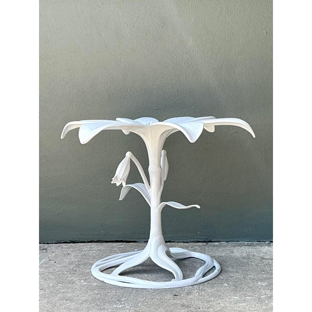 White Vintage Arthur Court Cast Aluminum Lily Dining Table Pedestal For Sale - Image 8 of 16