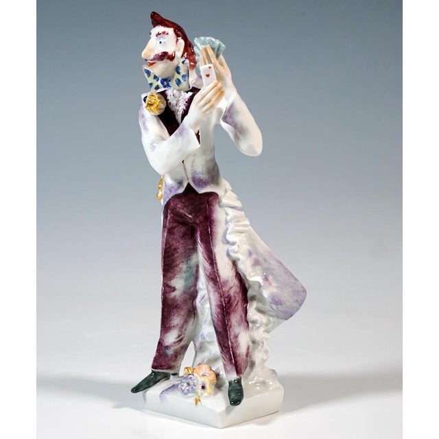 Circus Magician with Cards attributed to Peter Strang for Meissen, 1993 For Sale - Image 4 of 7