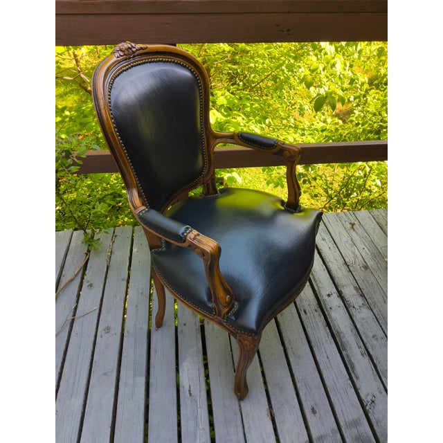 Antique Style Queen Anne Black Walnut Arm Chair For Sale - Image 4 of 4