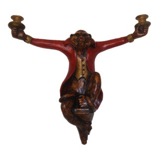 Vintage Butler Monkey Wall Candle Holder Bill Huebbe For Sale