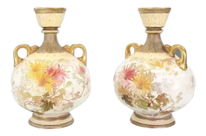 Royal Worcester Porcelain Vases - a Pair