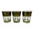 Vintage MCM Cera Cora Roman Arch Green and Gold Old Fashioned Set of 3 Glasses For Sale