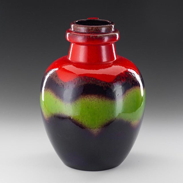 Vintage Flower Power Ceramic Floor Vase in typical 1970s Colors Model 486-38 by Scheurich West Germany, 1970s For Sale - Image 4 of 11