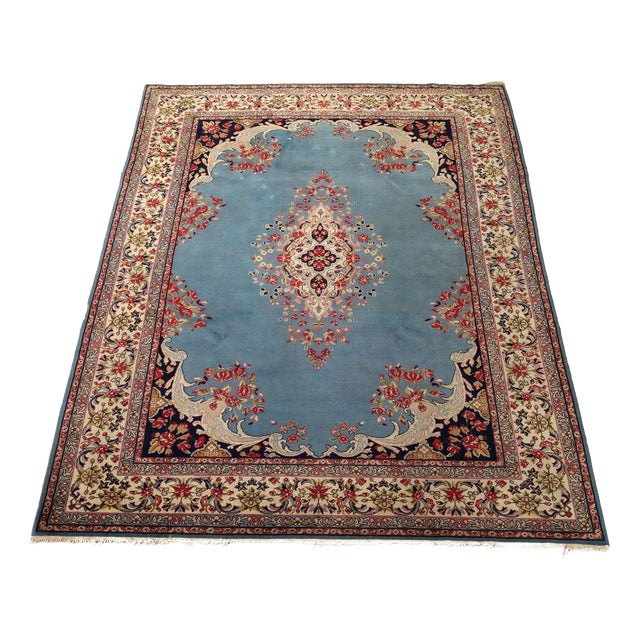 Asian Kerman Rug in Cotton and Wool For Sale