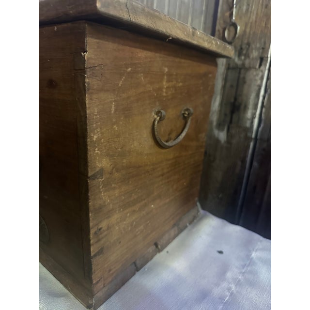 Spanish Antique Primitive Spanish Riveted Wood Trunk Box For Sale - Image 3 of 10