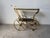 1960s Italian Hollywood Regency Scrolled Brass & Black Glass Two-Tier Bar Cart For Sale In Miami - Image 6 of 14