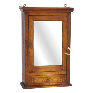 Antique Art Deco Carved Wooden Mirror Cabinet with Drawer, 1920s For Sale