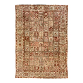 Multicolor Persian Bakhtiari Wool Rug Handcrafted in the 1920s For Sale