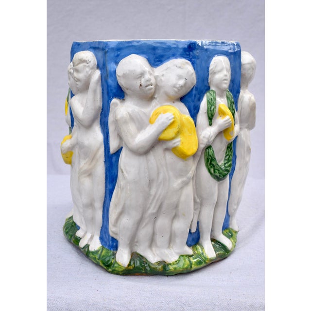 Renaissance Early 20th C. Italian Majolica Planter in the Manner of Della Robbia For Sale - Image 3 of 11